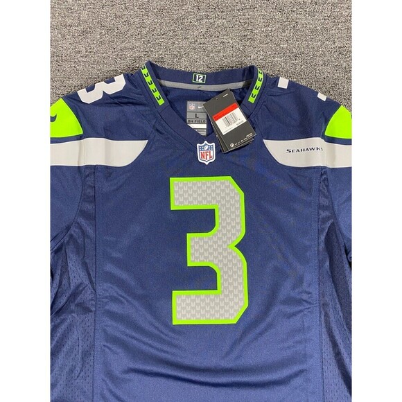 Nike Seattle Seahawks Jersey Mens Large Blue Russel Wilson Elite Football Shirt - Picture 8 of 12